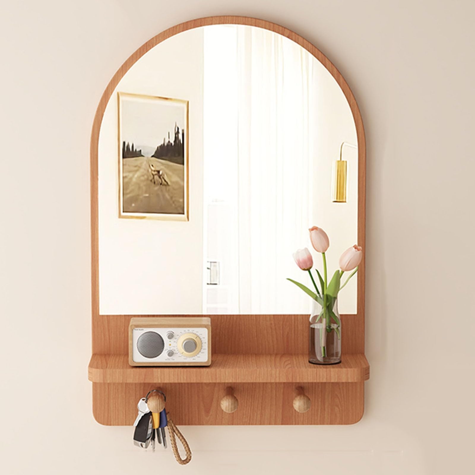 Amazon.com: Arched Wall Mirror with Shelf and Coat Hooks - Vintage